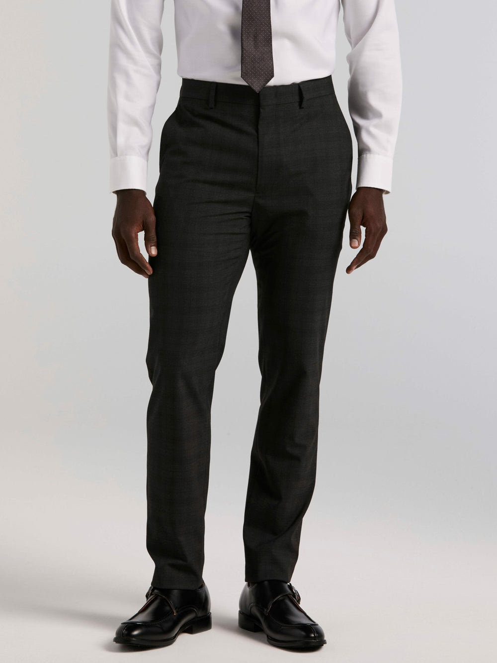 Skinny Fit Charcoal Plaid Suit Pant