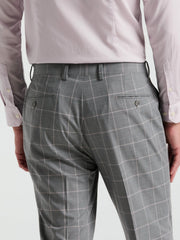 Slim Fit Windowpane Pattern Suit Pant