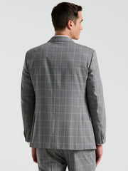 Slim Fit Windowpane Pattern Suit Jacket