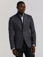 Plaid Knit Skinny Fit Sport Coat