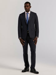 Skinny Fit Navy Plaid Suit Jacket
