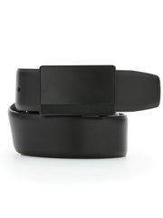 Reversible Leather Belt with Black Pattern Plaque