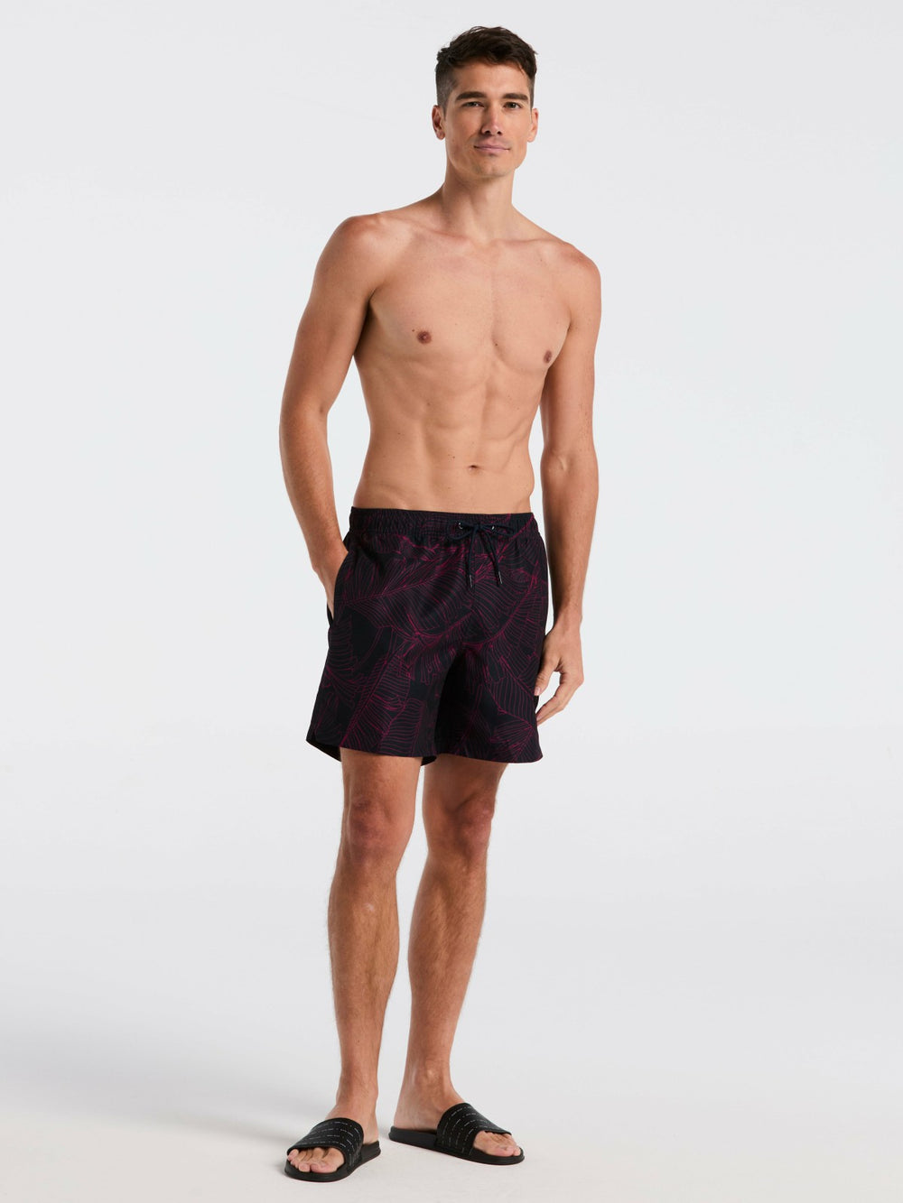 Botanical Line Print Swim Trunk