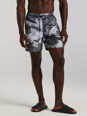 Abstract Wave Print Swim Trunk