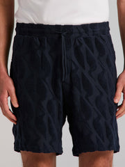 Jacquard Terry Cloth Drawstring Shorts