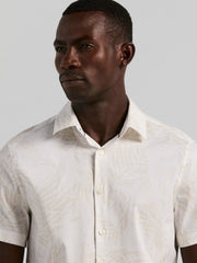 Textured Leaf Print Cotton Shirt