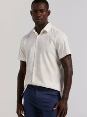 Textured Leaf Print Cotton Shirt