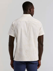 Textured Leaf Print Cotton Shirt