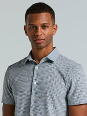 Slim Fit Cube Geometric Print Shirt