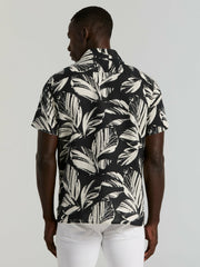 Leaf Print Camp Collar Shirt