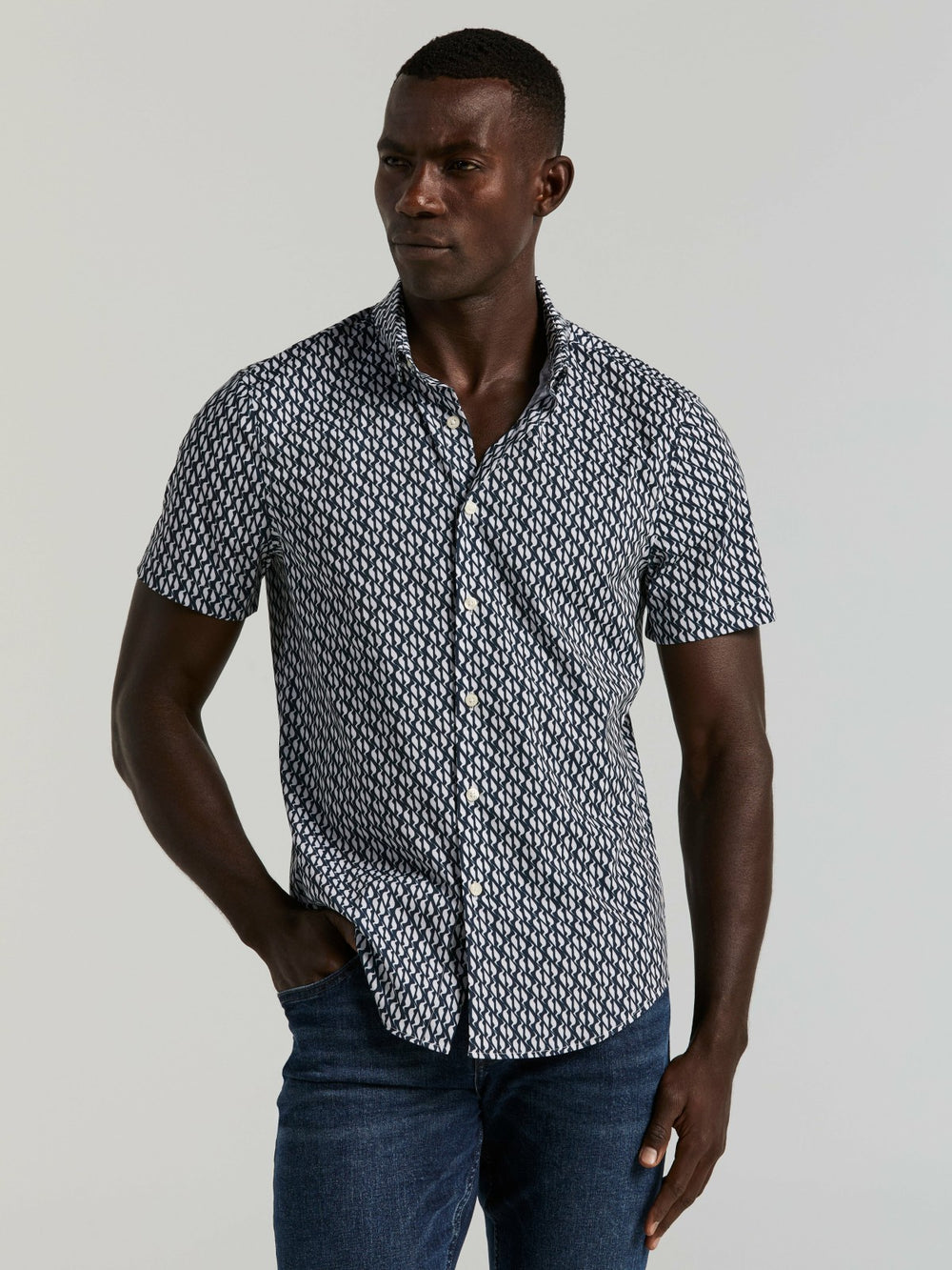 Slim Fit Wave Print Total Stretch Shirt