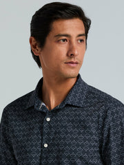 Dotted Wave Print Slim Fit Total Stretch Shirt