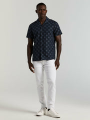 Cotton Clipped Dobby Camp Collar Shirt