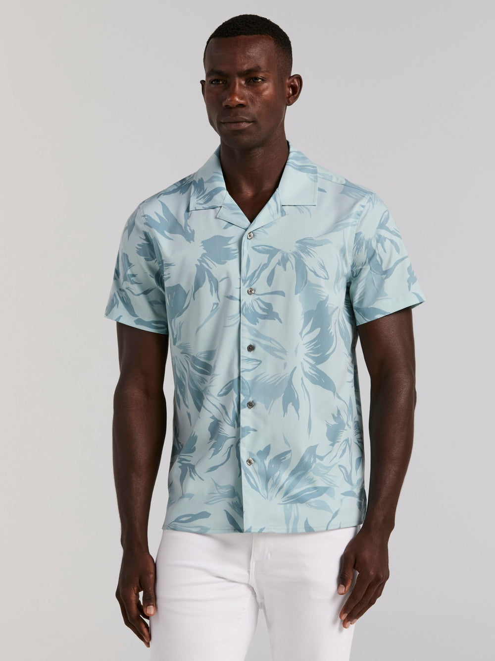 Camp Collar Floral Print Soft Touch Shirt