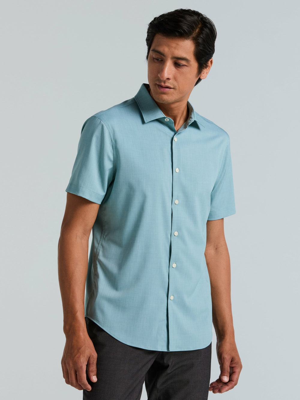 Slim Fit Total Stretch Heathered Short Sleeve Shirt