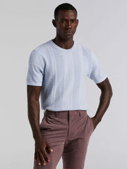 Textured Stripe Crew Neck Sweater Tee