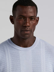 Textured Stripe Crew Neck Sweater Tee