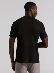 Textured Ribbed Crew Neck Tee