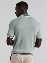 Bi-Color Stitch Zip Polo