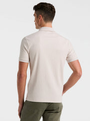 Ribbed Quarter Zip Heathered Polo