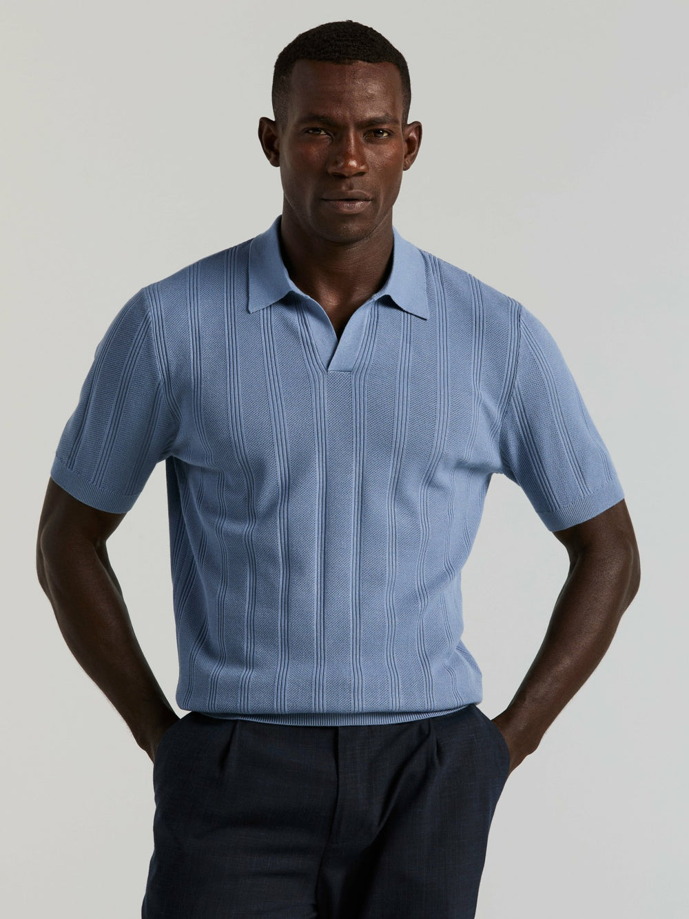 Mesh Stripe Sweater Polo