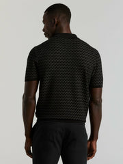 Cotton Jacquard 3 Button Sweater Polo
