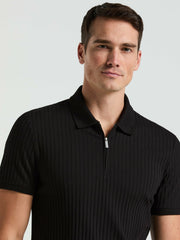 Quarter Zip Ribbed Polo