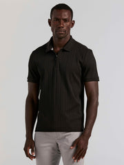 Variegated Vertical Ribbed Zip Polo