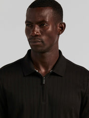 Variegated Vertical Ribbed Zip Polo