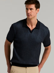 Cotton Modal Bi-Color Open Polo Sweater