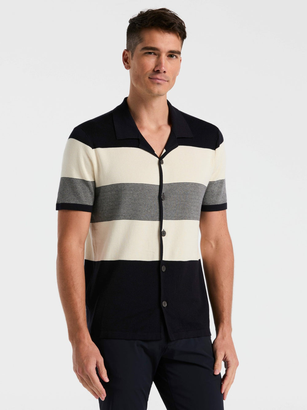 Color Block Button Front Sweater