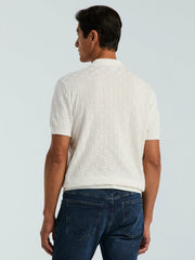 Square Pattern Open Collar Polo