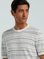Multi Color Geometric Print Crew Sweater