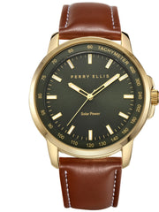 Solar Powered Vegan Cognac Leather Watch