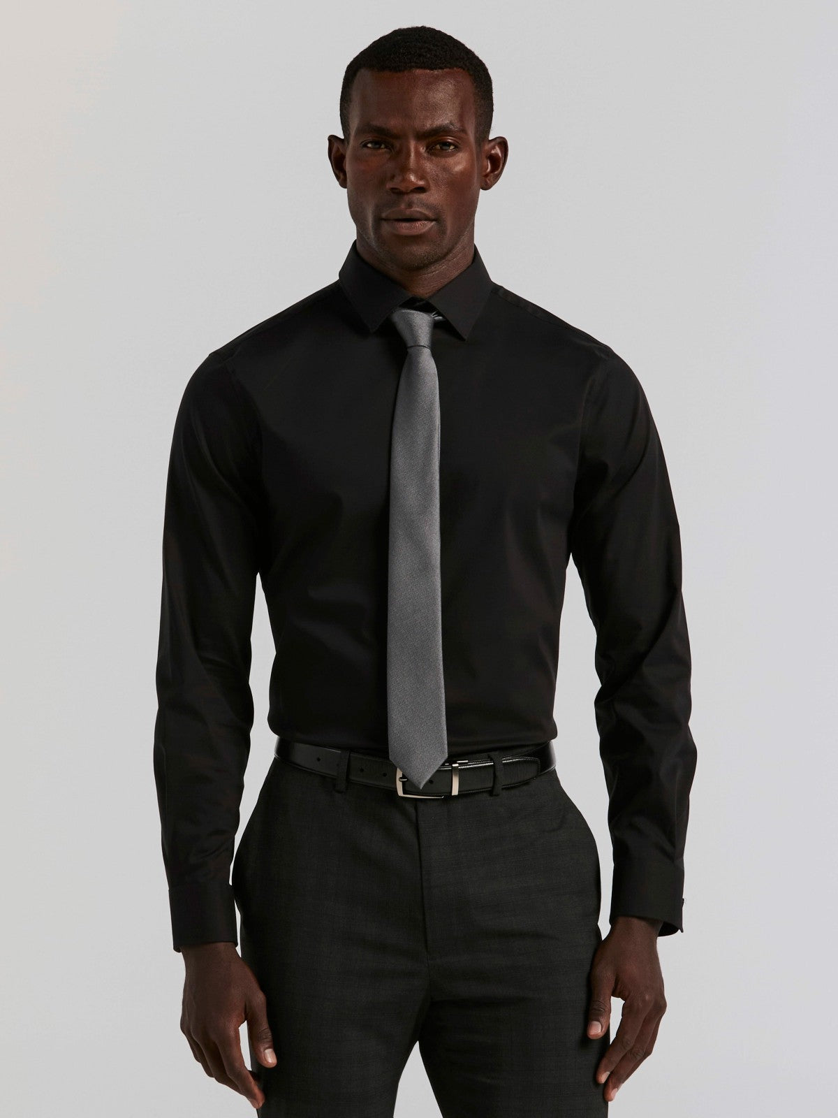 Cotton Blend Slim Fit Dress Shirt