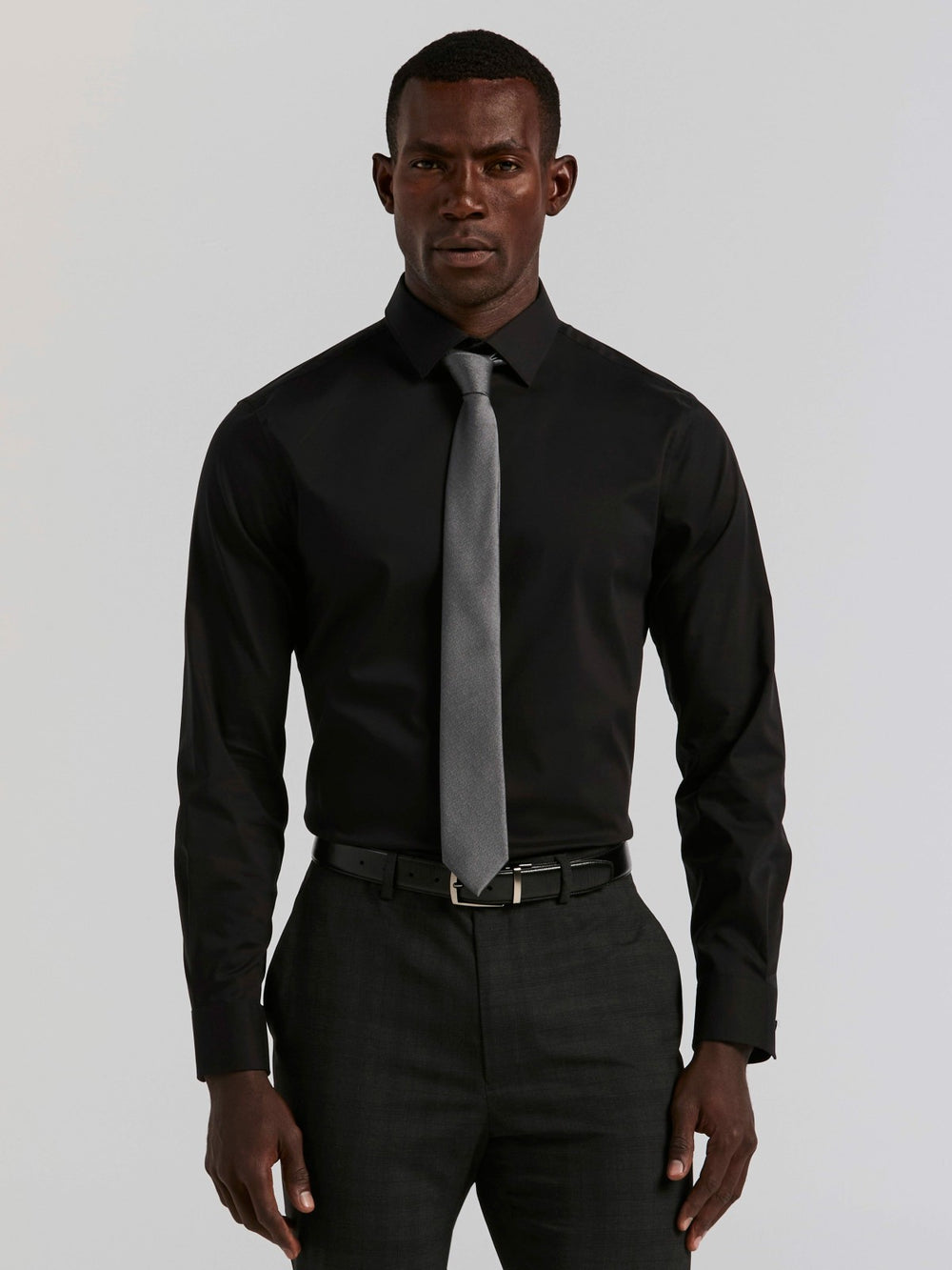 Cotton Blend Slim Fit Dress Shirt