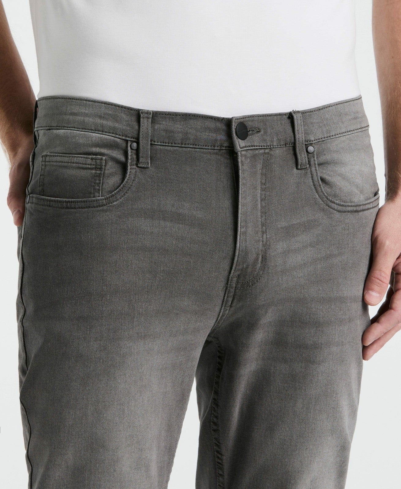 Men's Slim Fit Light Wash Grey Denim Pants