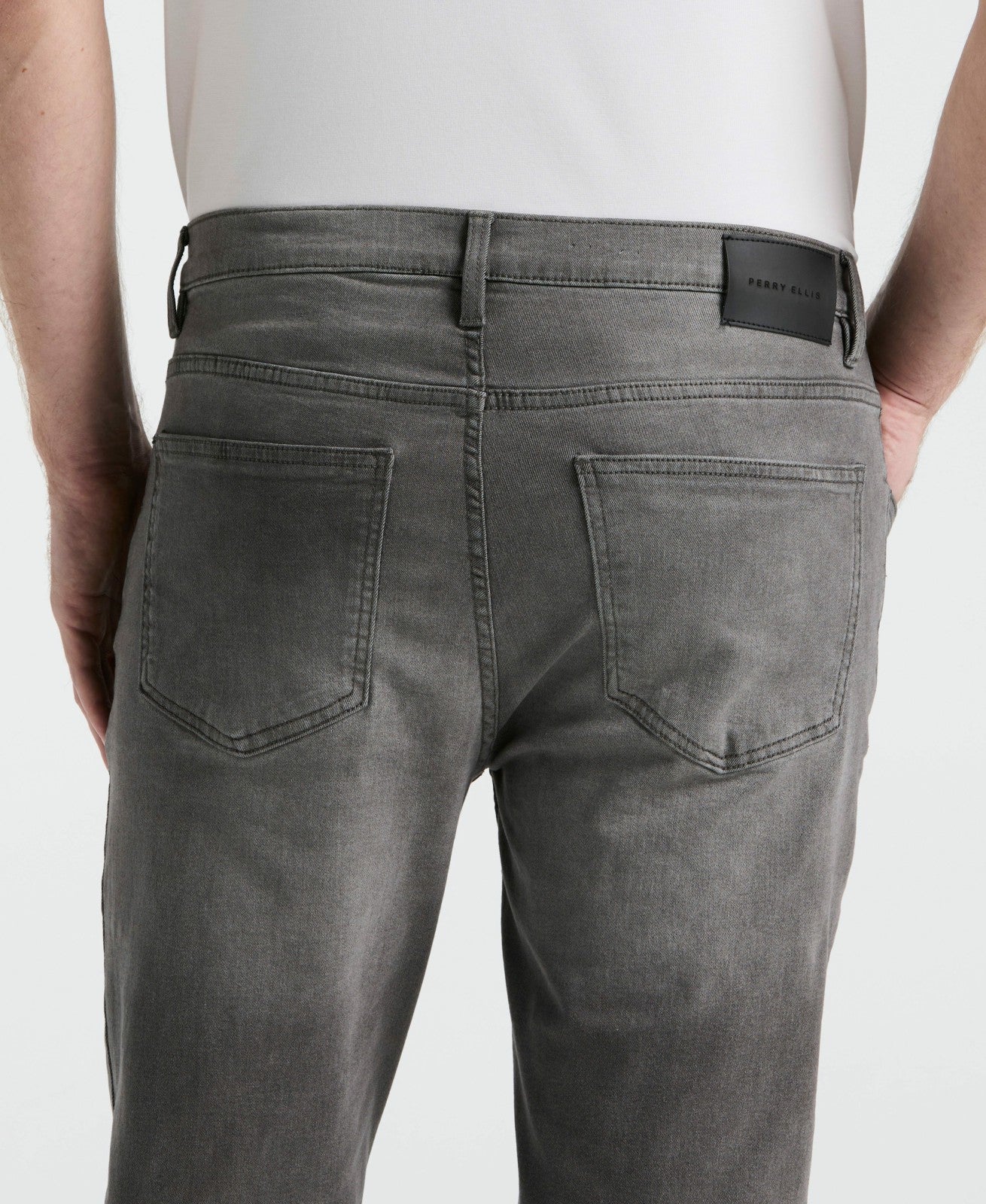 Men's Slim Fit Light Wash Grey Denim Pants