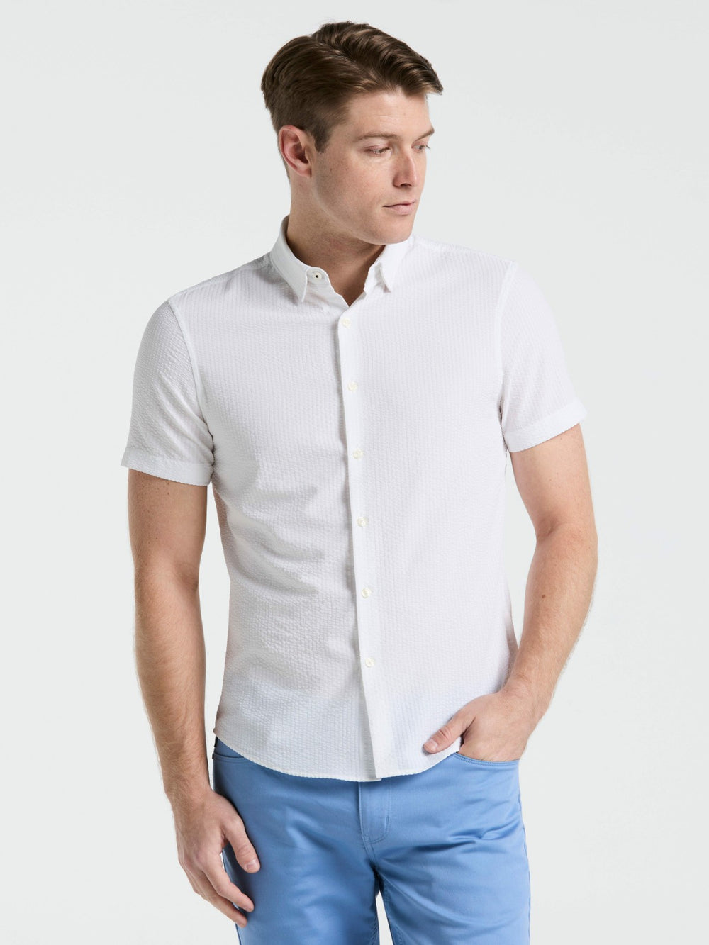 Stretch Seersucker Slim Fit Shirt
