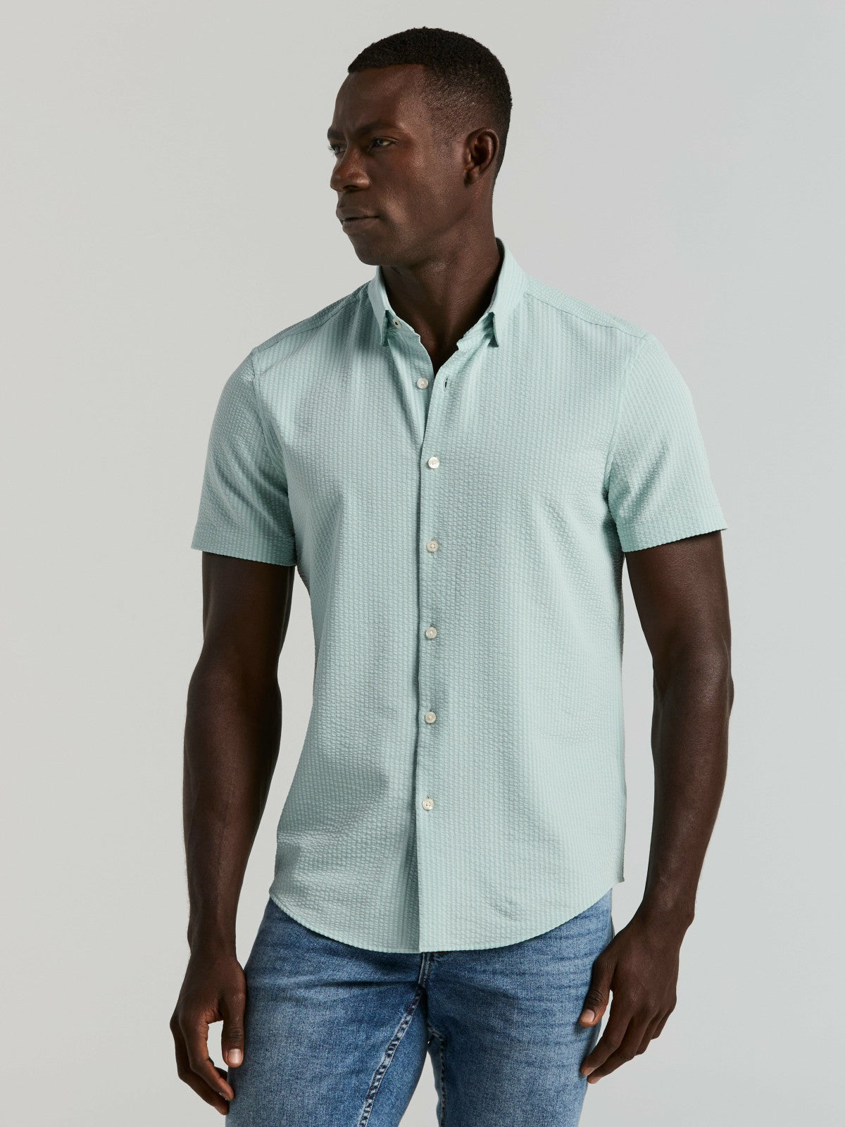 Stretch Seersucker Slim Fit Shirt