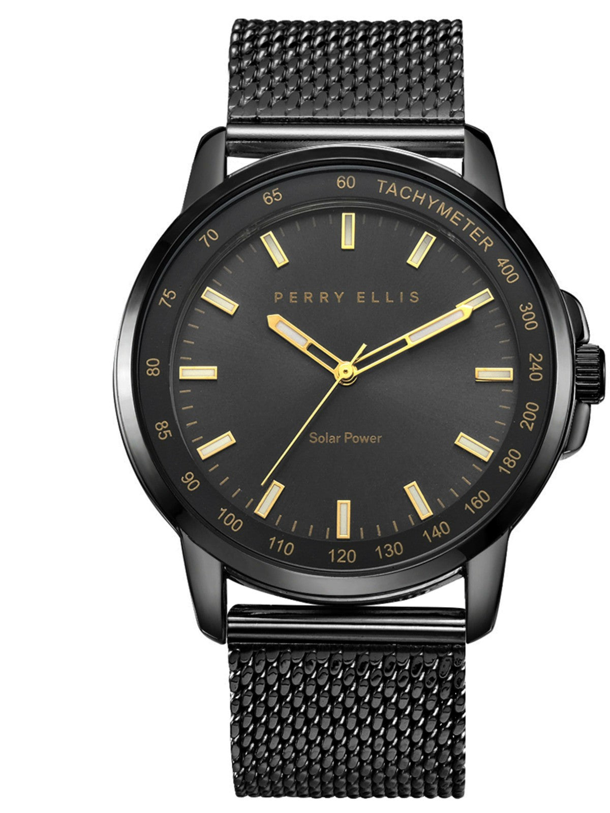 Solar Powered Gunpowder Stainless Steel Mesh Bracelet Watch
