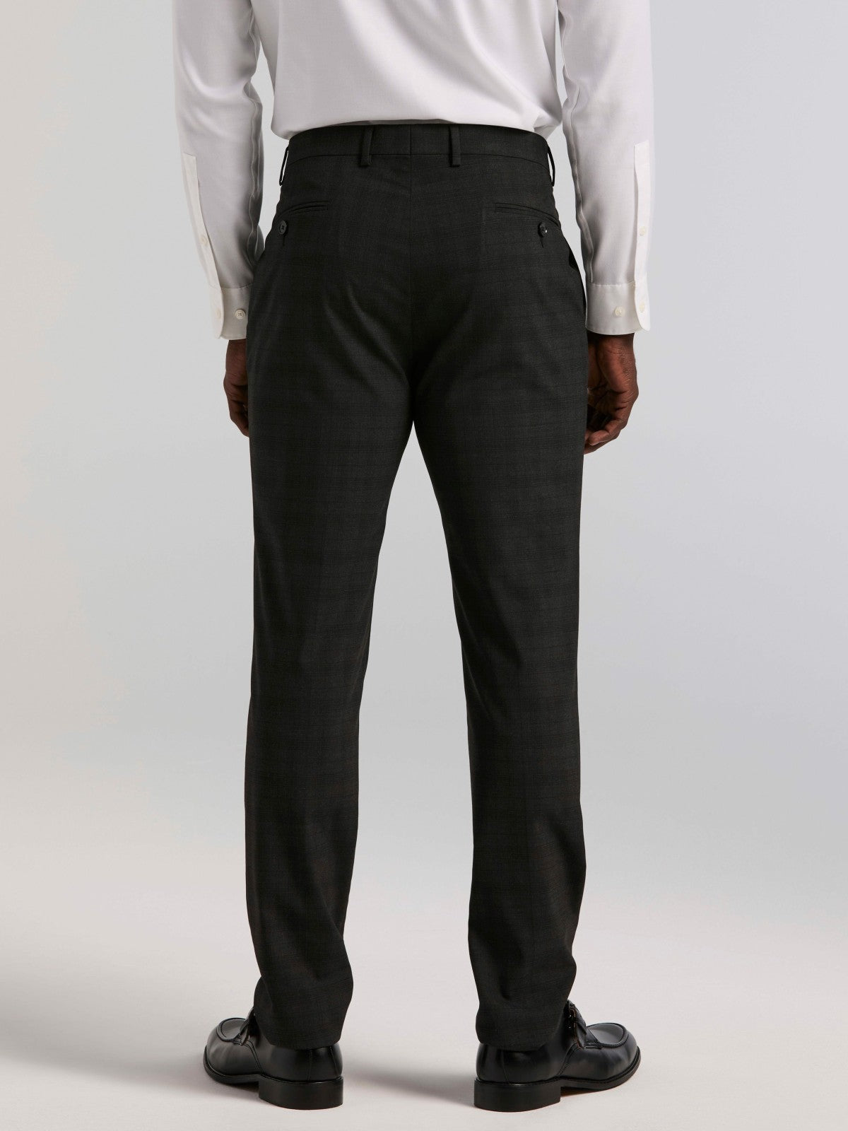 Skinny Fit Charcoal Plaid Suit Pant