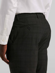 Skinny Fit Charcoal Plaid Suit Pant
