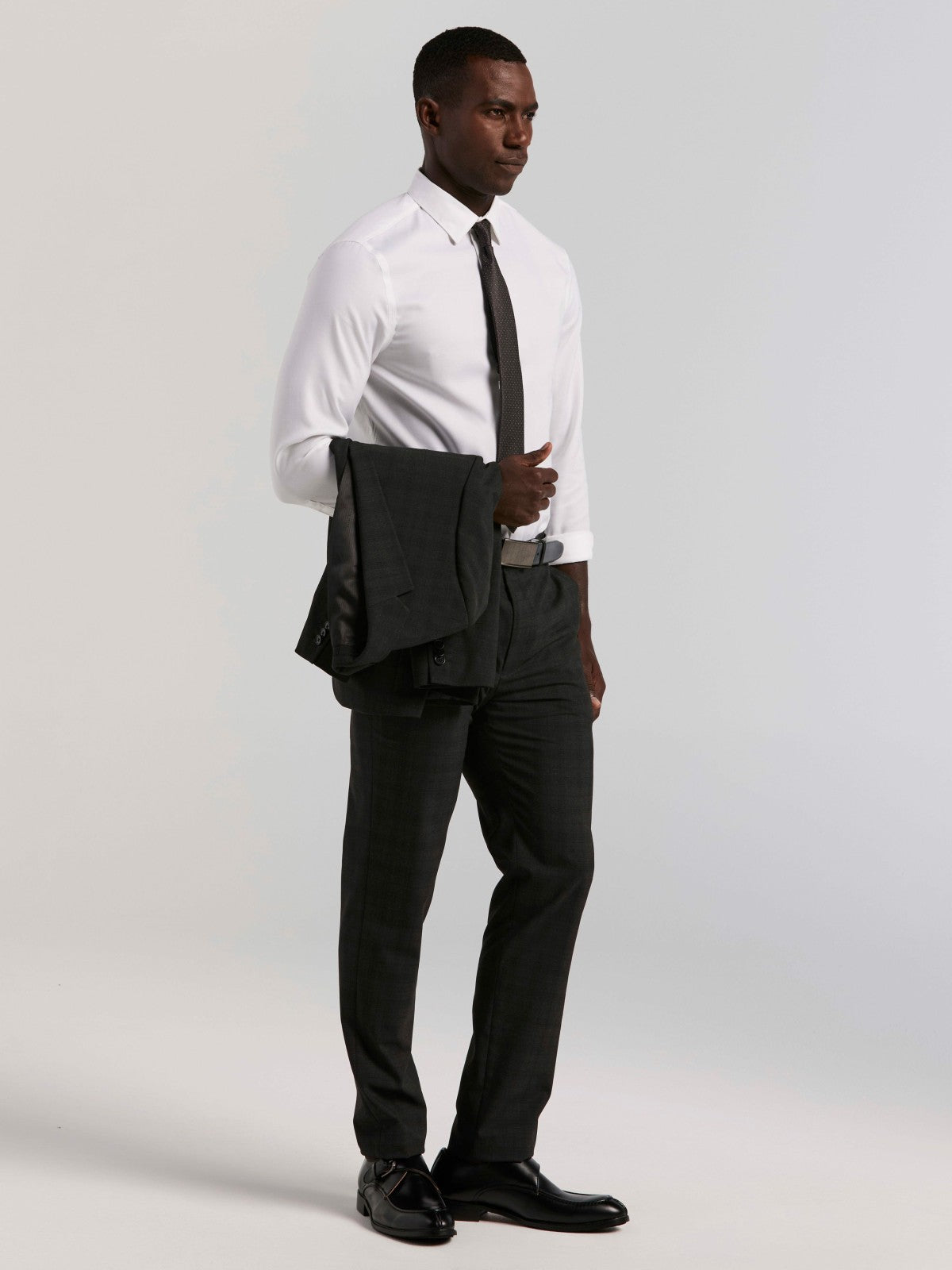 Skinny Fit Charcoal Plaid Suit Pant