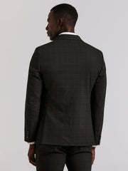 Skinny Fit Charcoal Plaid Suit Jacket