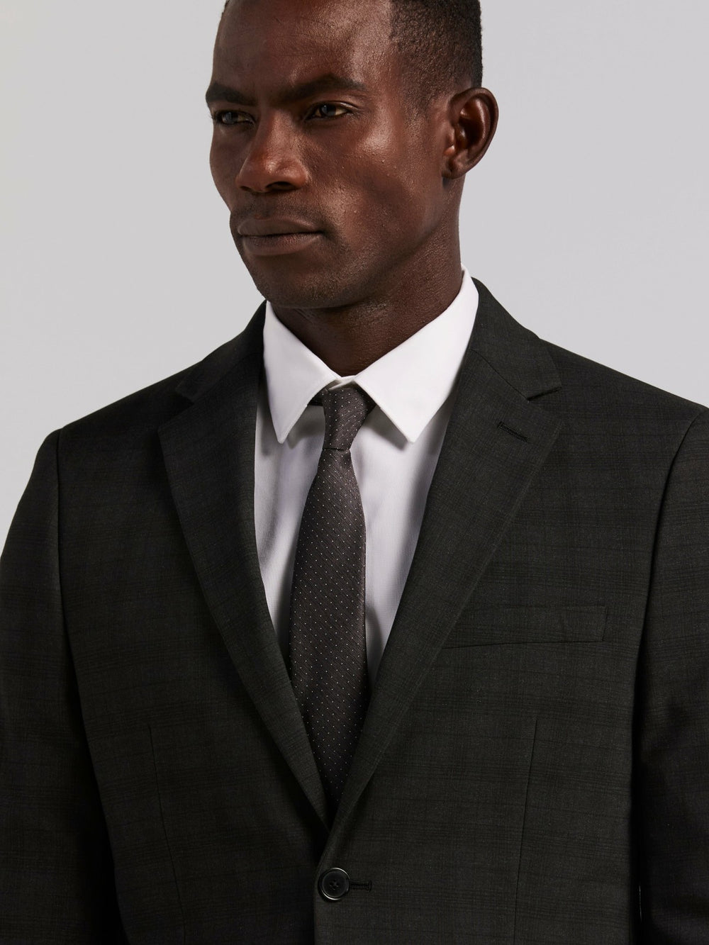 Skinny Fit Charcoal Plaid Suit Jacket