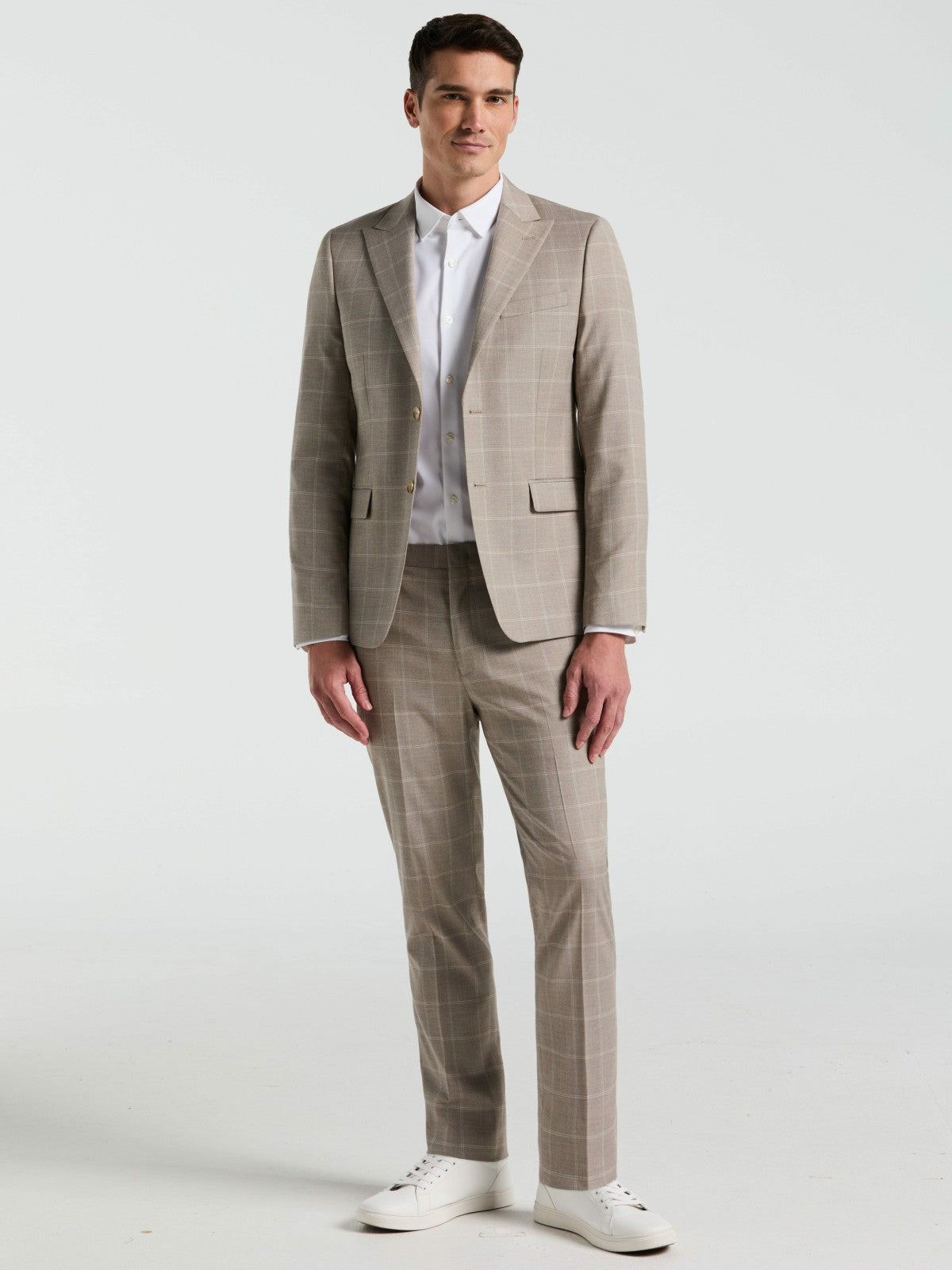 Skinny Fit Windowpane Pattern Suit Pant