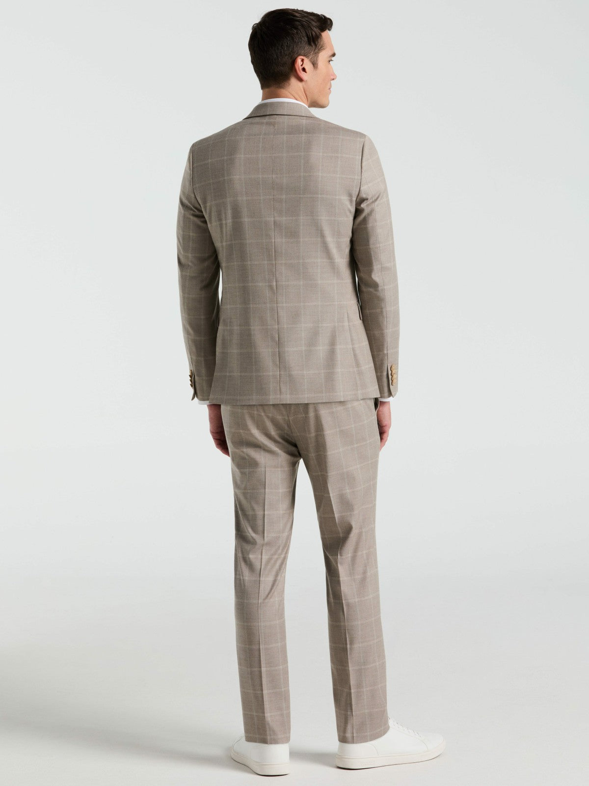 Skinny Fit Windowpane Pattern Suit Pant