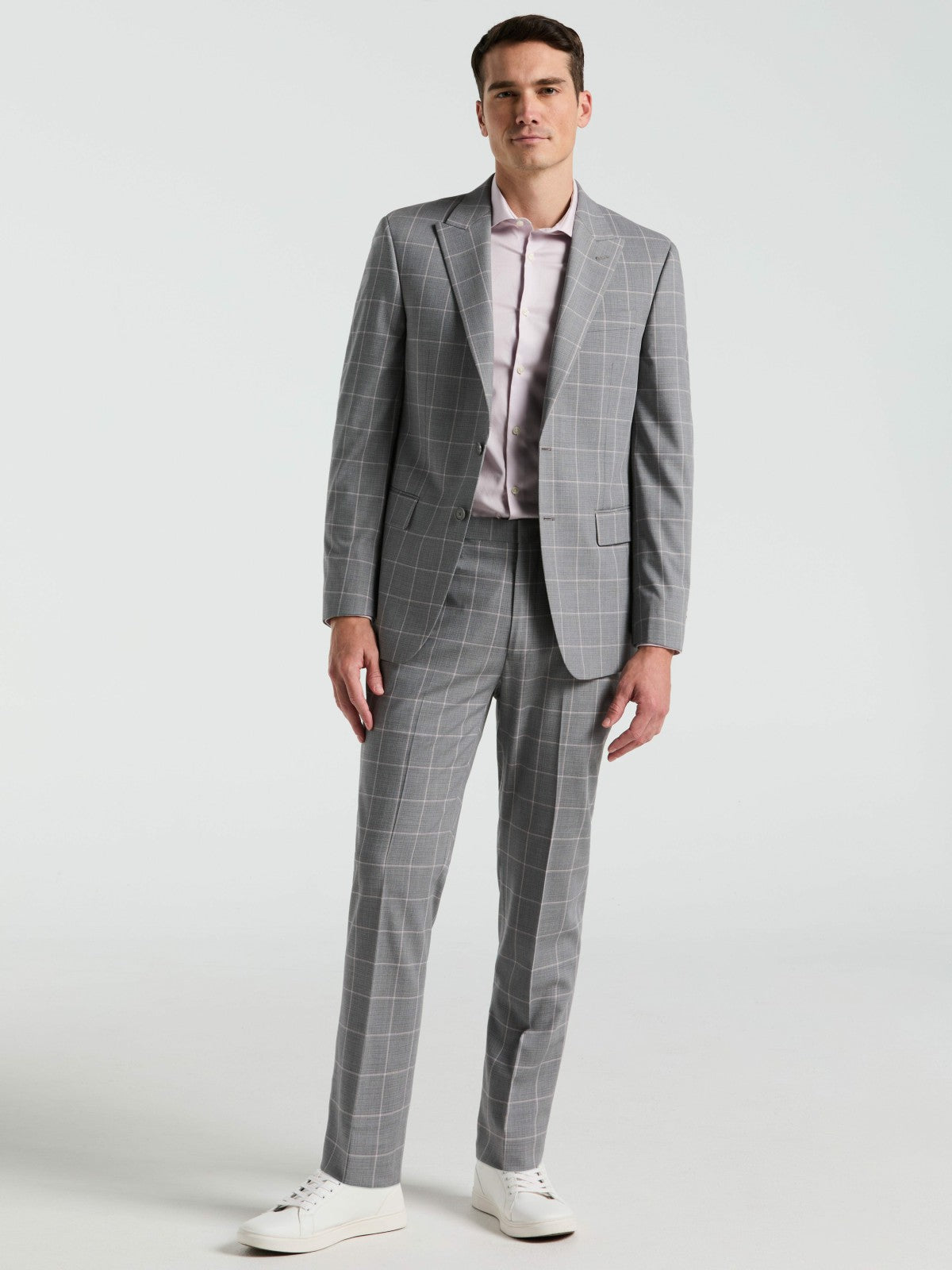 Slim Fit Windowpane Pattern Suit Pant