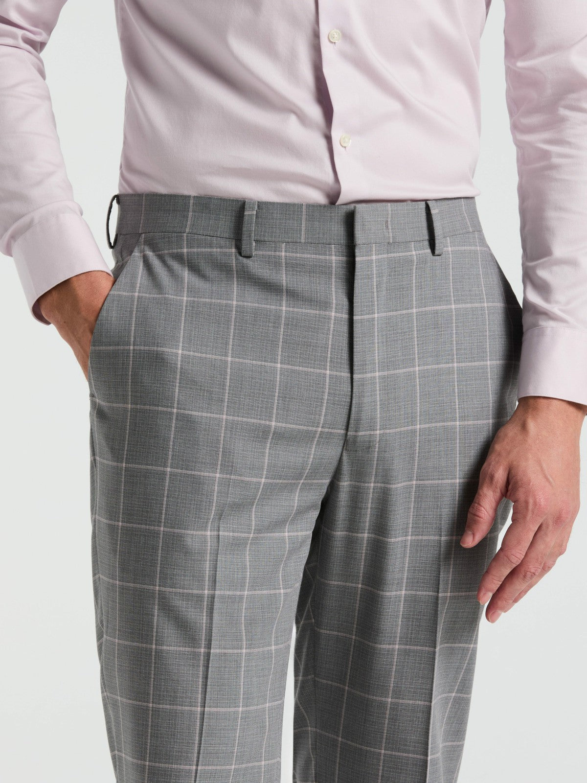 Slim Fit Windowpane Pattern Suit Pant